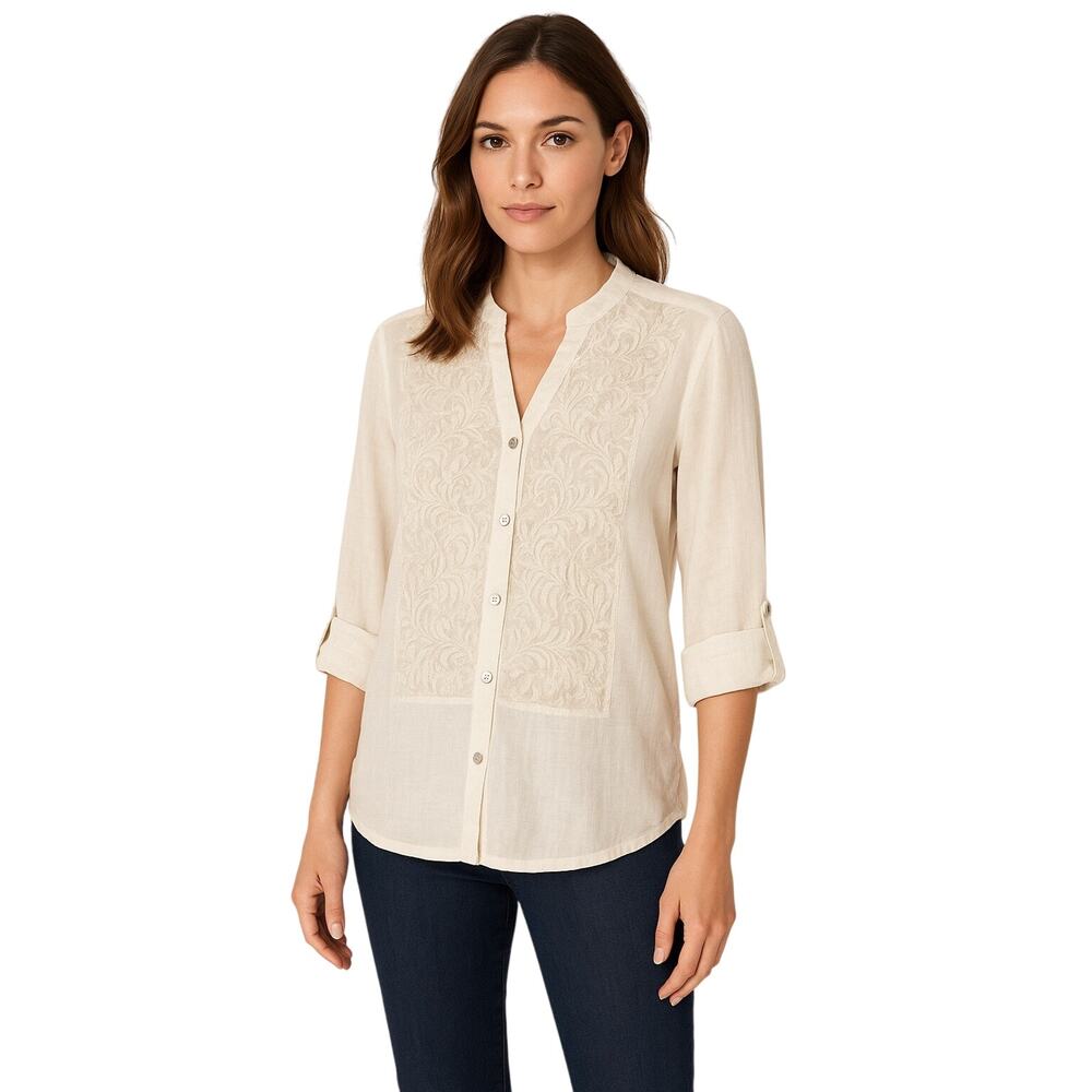 Reba Embroidered Lace Front Blouse – Women’s Size S